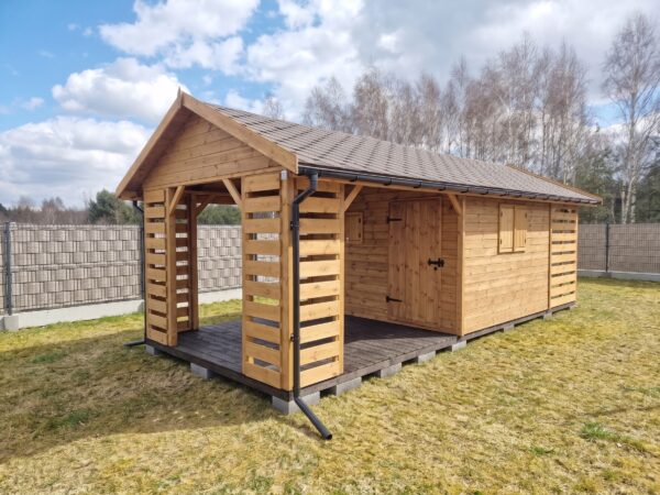 Domek narzędziowy z drewutnią i altaną Igor II 3x7.5 m