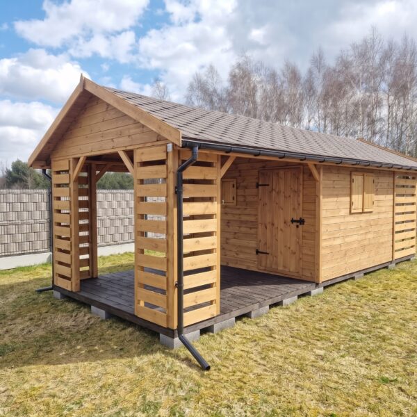 Domek narzędziowy z drewutnią i altaną Igor II 3x7.5 m