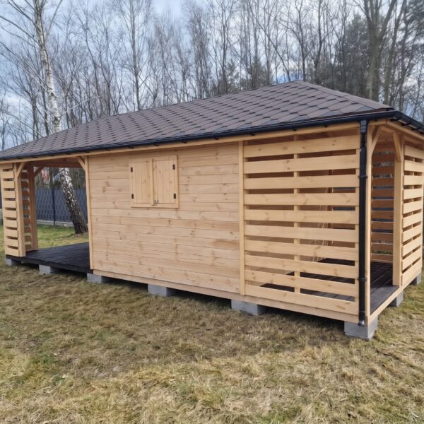 Domek narzędziowy z drewutnią i altaną Igor 3x7.5 m