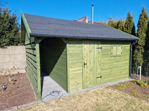 Domek narzędziowy z drewutnią Amadeusz II 3.5x4 m
