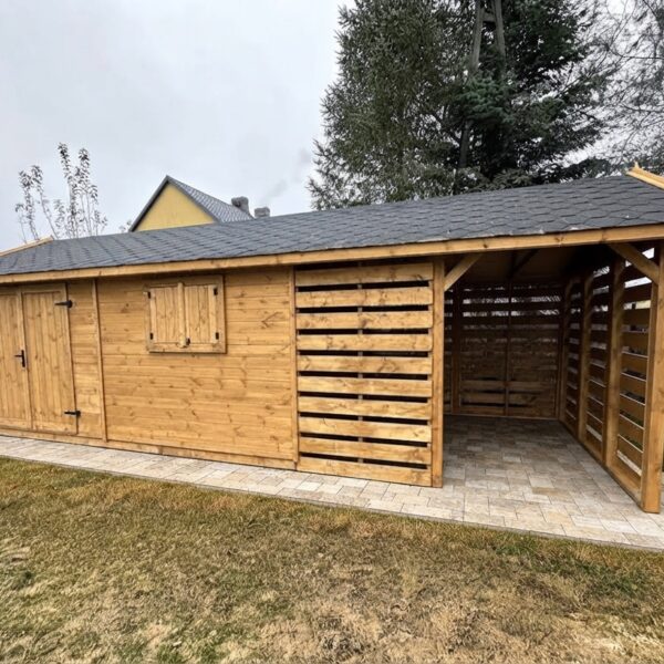 Domek narzędziowy z drewutnią Hubert IV 3x9 m