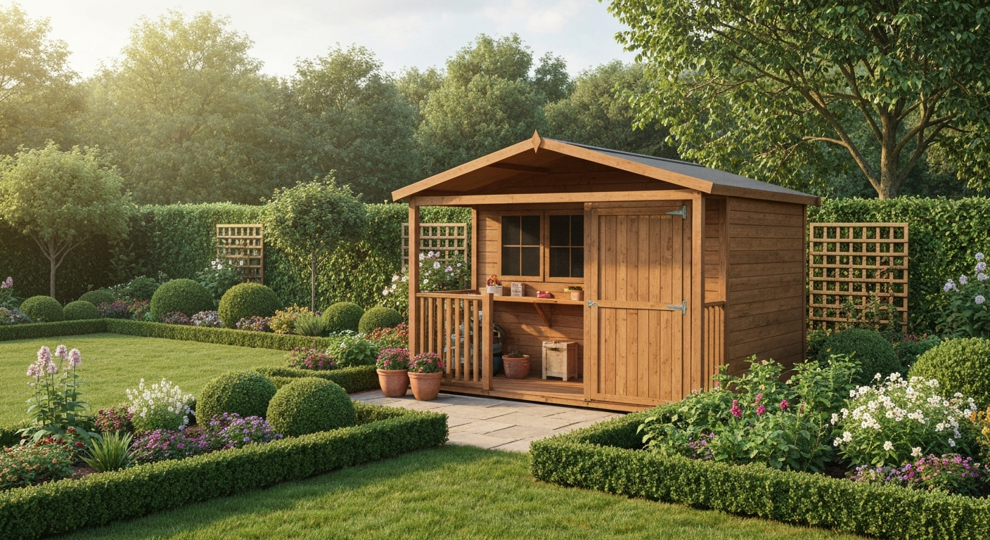 Altana z domkiem narzędziowym - wygodne miejsce na sprzęt ogrodowy i zimowe akcesoria 2
