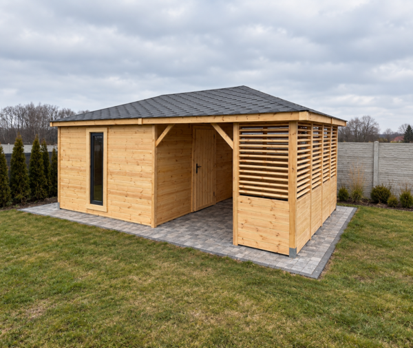Domek narzędziowy z altaną Oktawian II 4x6 m