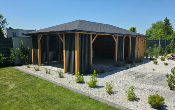 Domek narzędziowy z altaną Premium II 4.5x8 m