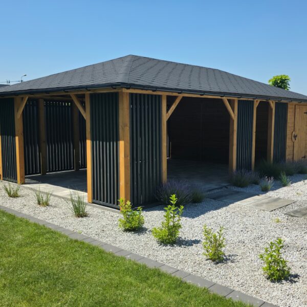 Domek narzędziowy z altaną Premium II 4.5x8 m