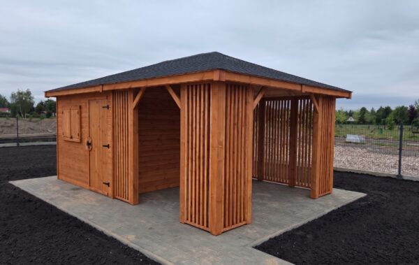 Domek narzędziowy z altaną Robert 3x6 m