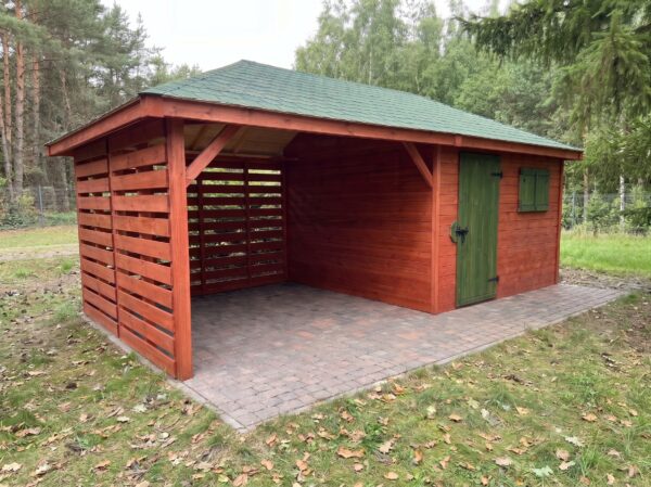 Domek narzędziowy z altaną Tomek II 2.5x6 m