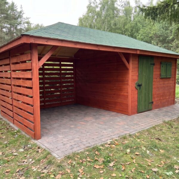 Domek narzędziowy z altaną Tomek II 2.5x6 m