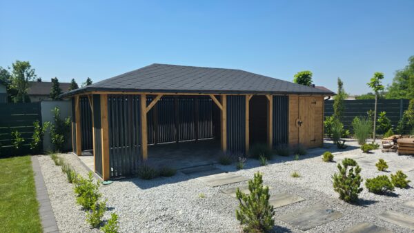 Domek narzędziowy z altaną Premium II 4.5x8 m - obrazek 3